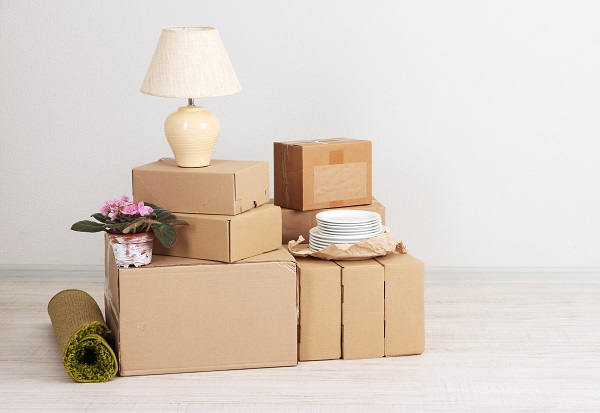 Moving boxes on the floor in empty room